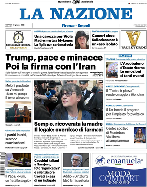 Prima pagina La Nazione di oggi - Quotidiano regionale