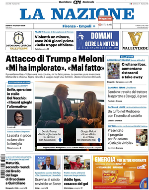 Prima pagina La Nazione di oggi - Quotidiano regionale