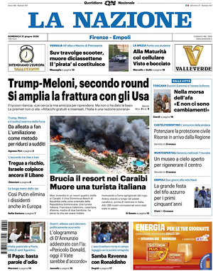 Prima pagina La Nazione di oggi - Quotidiano regionale