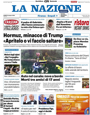 Prima pagina La Nazione di oggi - Quotidiano regionale