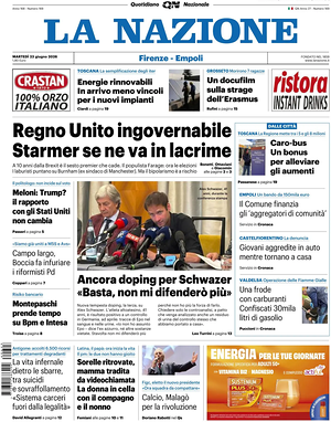 Prima pagina La Nazione di oggi - Quotidiano regionale
