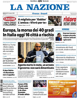 Prima pagina La Nazione di oggi - Quotidiano regionale