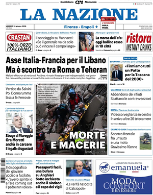 Prima pagina La Nazione di oggi - Quotidiano regionale