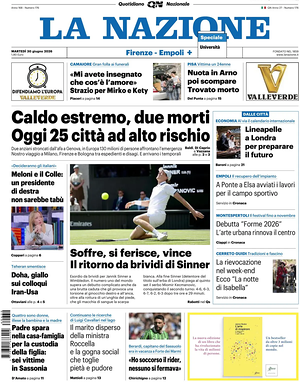 Prima pagina La Nazione di oggi - Quotidiano regionale