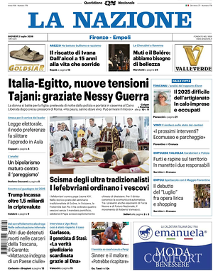 Prima pagina La Nazione di oggi - Quotidiano regionale