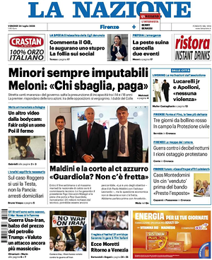 Prima pagina La Nazione di oggi - Quotidiano regionale