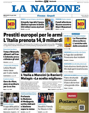 Prima pagina La Nazione di oggi - Quotidiano regionale