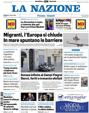 Prima pagina La Nazione di oggi - Quotidiano regionale