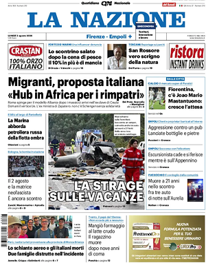 Prima pagina La Nazione di oggi - Quotidiano regionale