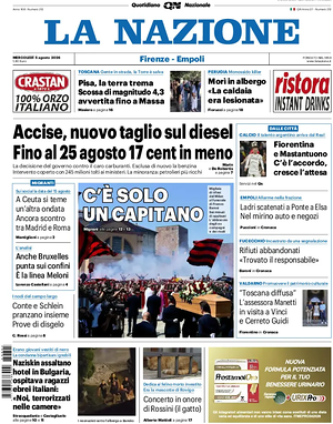 Prima pagina La Nazione di oggi - Quotidiano regionale