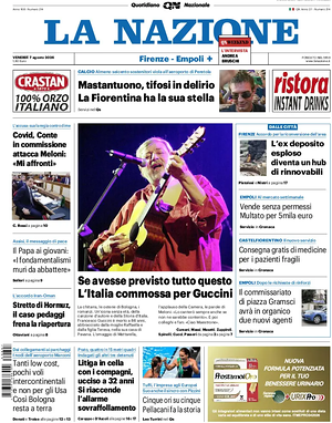 Prima pagina La Nazione di oggi - Quotidiano regionale