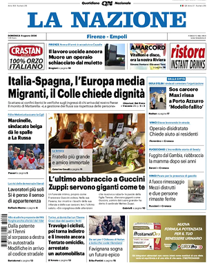 Prima pagina La Nazione di oggi - Quotidiano regionale