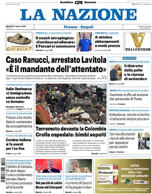 Prima pagina La Nazione di oggi - Quotidiano regionale