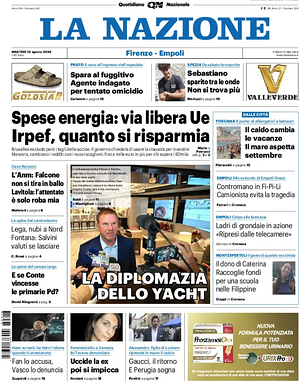 Prima pagina La Nazione di oggi - Quotidiano regionale