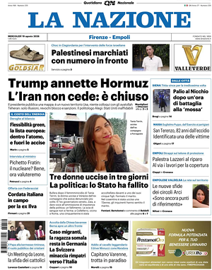 Prima pagina La Nazione di oggi - Quotidiano regionale