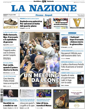 Prima pagina La Nazione di oggi - Quotidiano regionale