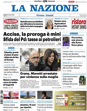 Prima pagina La Nazione di oggi - Quotidiano regionale