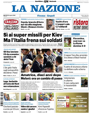 Prima pagina La Nazione di oggi - Quotidiano regionale
