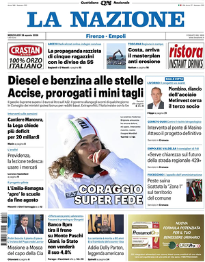 Prima pagina La Nazione di oggi - Quotidiano regionale