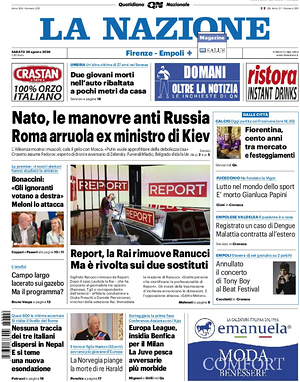 Prima pagina La Nazione di oggi - Quotidiano regionale