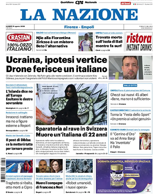 Prima pagina La Nazione di oggi - Quotidiano regionale