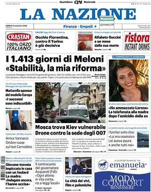 Prima pagina La Nazione di oggi - Quotidiano regionale