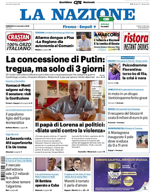 Prima pagina La Nazione di oggi - Quotidiano regionale