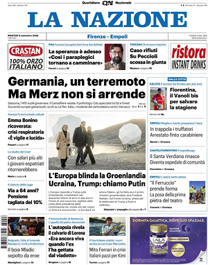 Prima pagina La Nazione di oggi - Quotidiano regionale