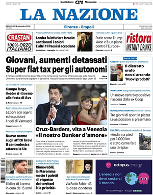 Prima pagina La Nazione di oggi - Quotidiano regionale