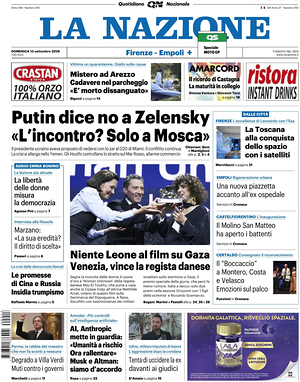 Prima pagina La Nazione di oggi - Quotidiano regionale