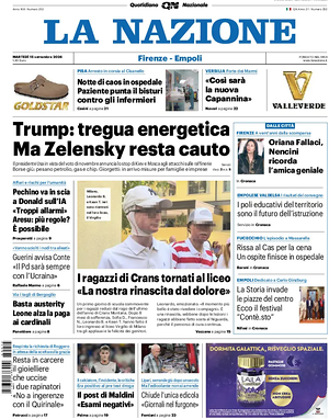 Prima pagina La Nazione di oggi - Quotidiano regionale