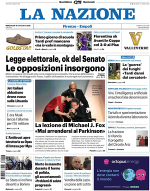 Prima pagina La Nazione di oggi - Quotidiano regionale
