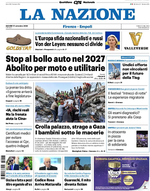 Prima pagina La Nazione di oggi - Quotidiano regionale