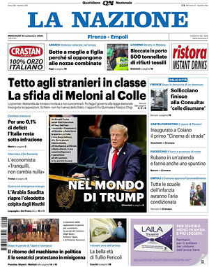 Prima pagina La Nazione di oggi - Quotidiano regionale