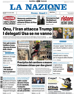 Prima pagina La Nazione di oggi - Quotidiano regionale