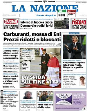 Prima pagina La Nazione di oggi - Quotidiano regionale
