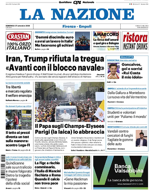 Prima pagina La Nazione di oggi - Quotidiano regionale