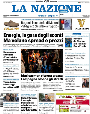 Prima pagina La Nazione di oggi - Quotidiano regionale