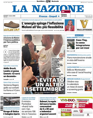 Prima pagina La Nazione di oggi - Quotidiano regionale