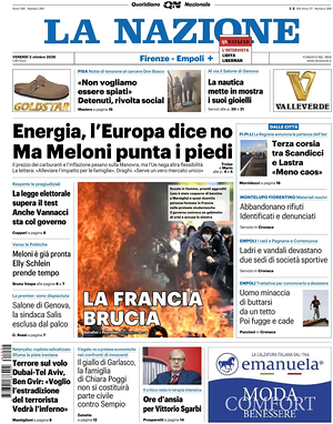 Prima pagina La Nazione di oggi - Quotidiano regionale
