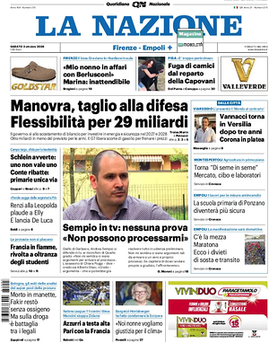 Prima pagina La Nazione di oggi - Quotidiano regionale