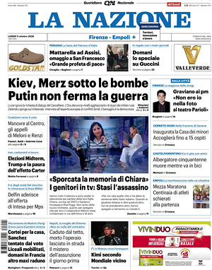 Prima pagina La Nazione di oggi - Quotidiano regionale