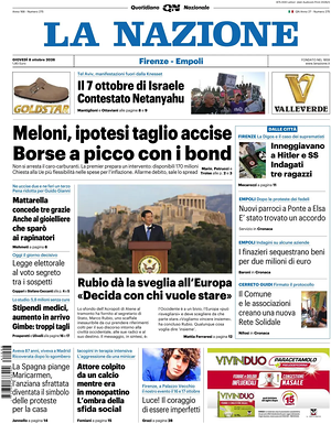 Prima pagina La Nazione di oggi - Quotidiano regionale