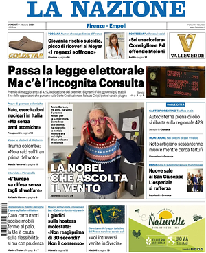 Prima pagina La Nazione di oggi - Quotidiano regionale