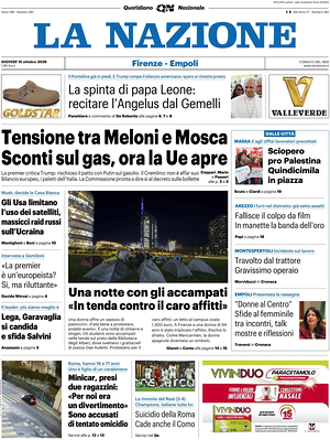 Prima pagina La Nazione di oggi - Quotidiano regionale