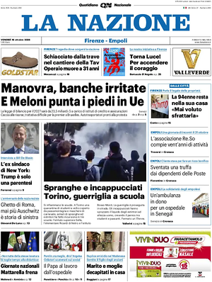 Prima pagina La Nazione di oggi - Quotidiano regionale