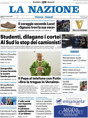 Prima pagina La Nazione di oggi - Quotidiano regionale