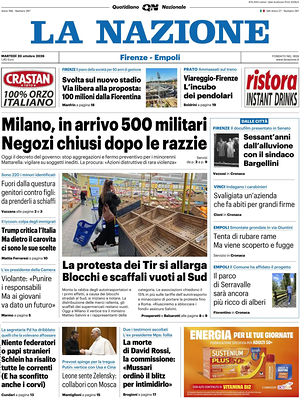 Prima pagina La Nazione di oggi - Quotidiano regionale