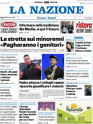 Prima pagina La Nazione di oggi - Quotidiano regionale