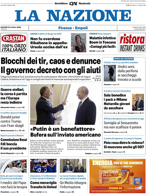 Prima pagina La Nazione di oggi - Quotidiano regionale